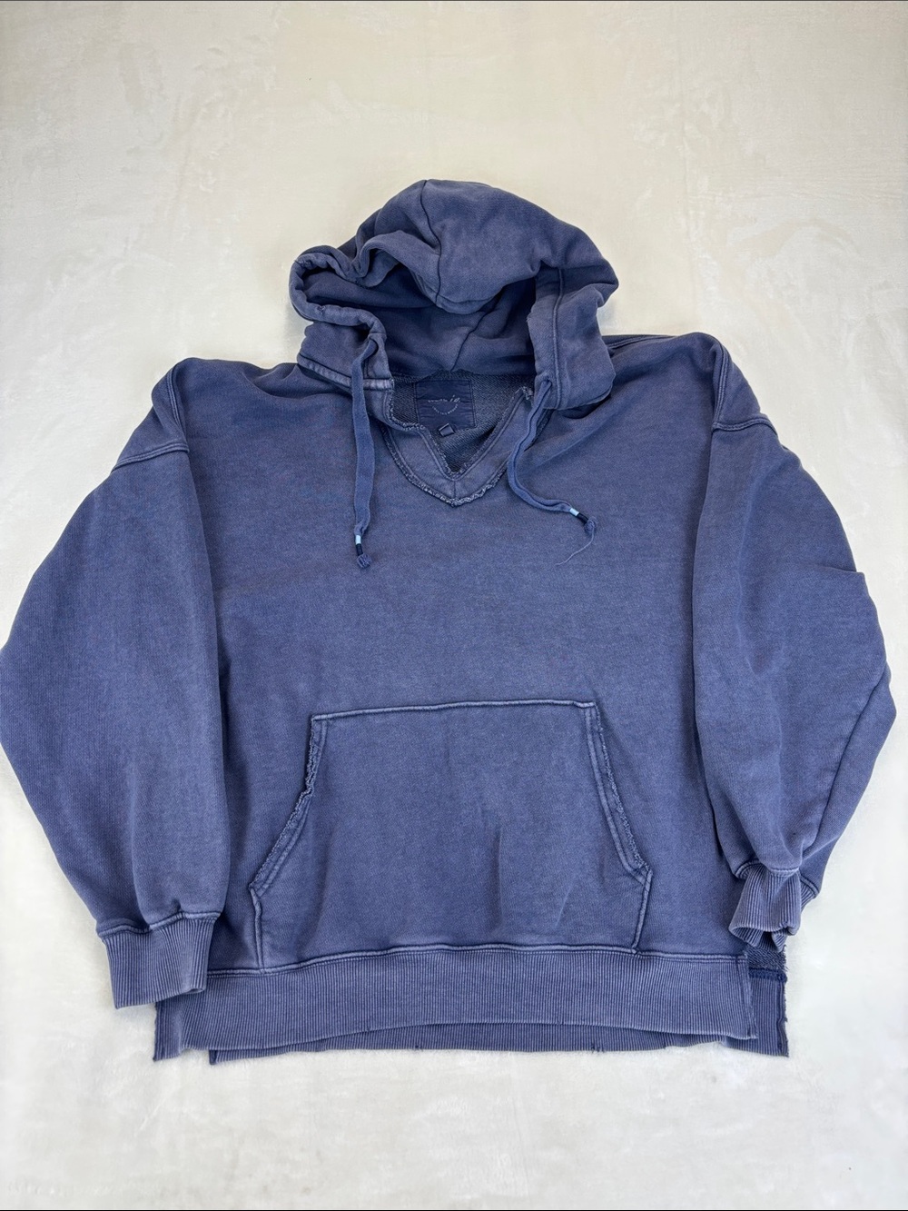 AERIE Blue Distressed Cotton Hoodie Size XS